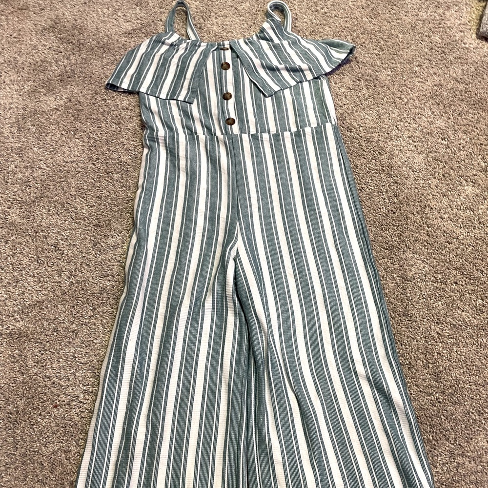 oh one piece striped green and white bodysuit
